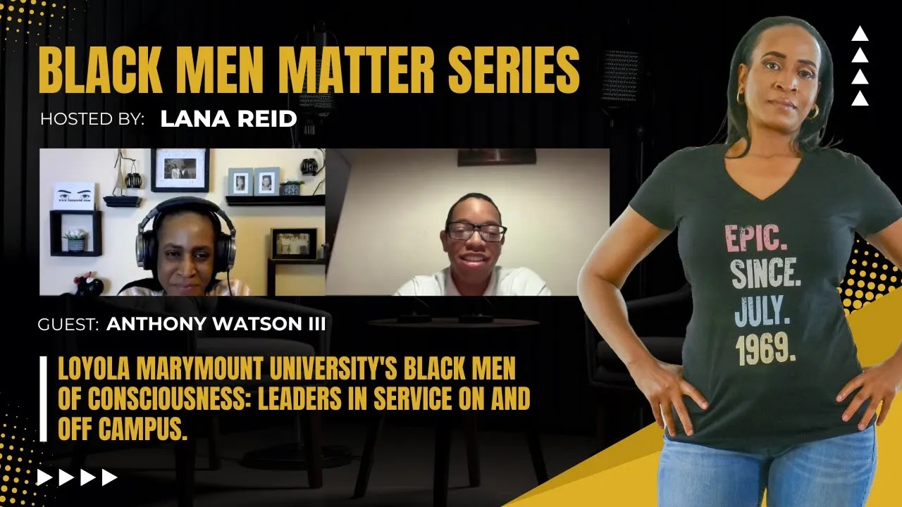 Lana Reid interviewing Anthony Watson III—Co-Social Media and Marketing Chair for Brothers of Consciousness at Loyola Marymount University—on The Male Perspective podcast. He discusses the organization’s commitment to community service, activism, and social engagement guided by its Five Statutes of Consciousness: Brotherhood, Manhood, Academic Excellence, Leadership, and Service, and how BOC continues to empower young Black men through purpose-driven initiatives.