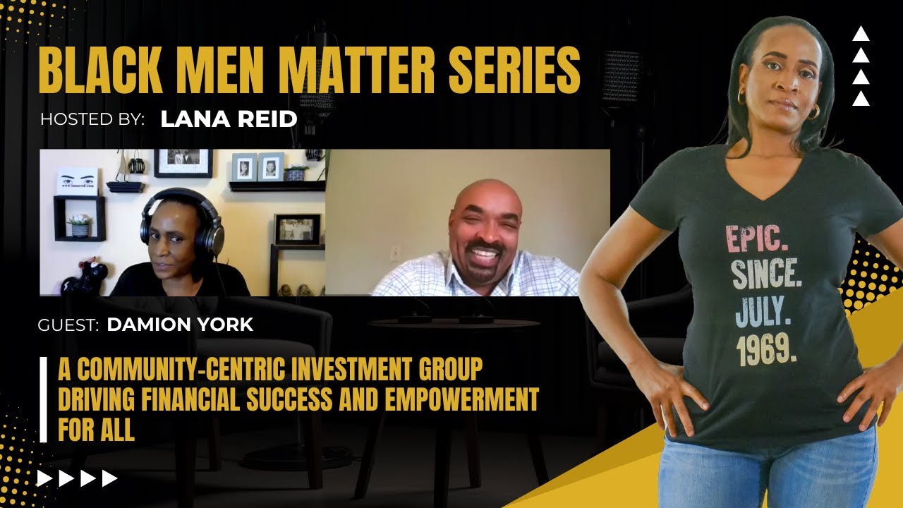 Lana Reid interviewing Damion York—founder of Sablelink—on The Male Perspective podcast, discussing his community-focused investment group that promotes collective progress, financial empowerment, and ownership. Damion explains how Sablelink merges enterprise, economics, and individuals to create systemic change and economic development through self-empowerment and community investment.