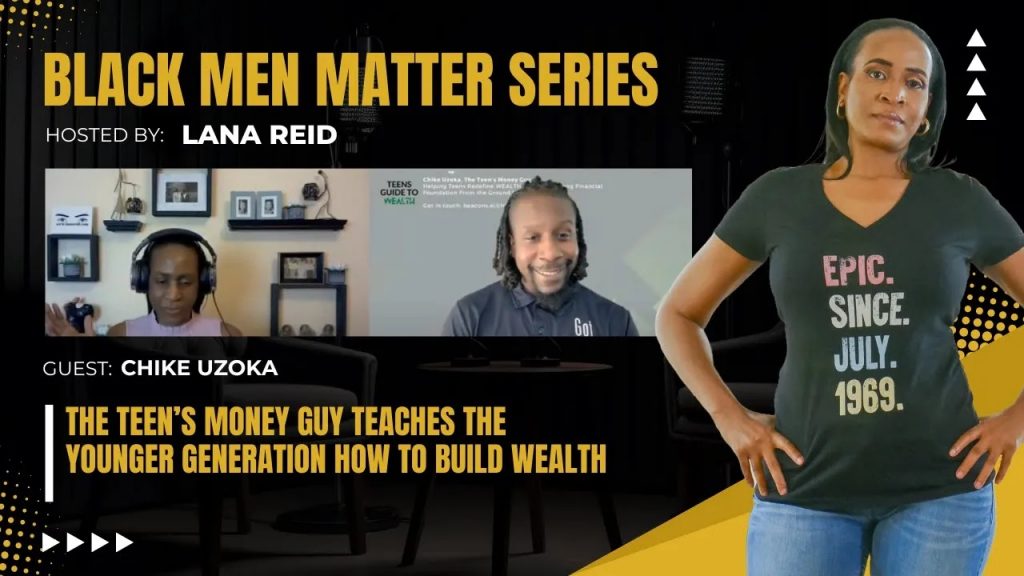 Lana Reid interviewing financial advisor Chike Uzoka on The Male Perspective, discussing youth financial literacy, long-term wealth strategies, teen life insurance, entrepreneurship with purpose, and financial discipline.