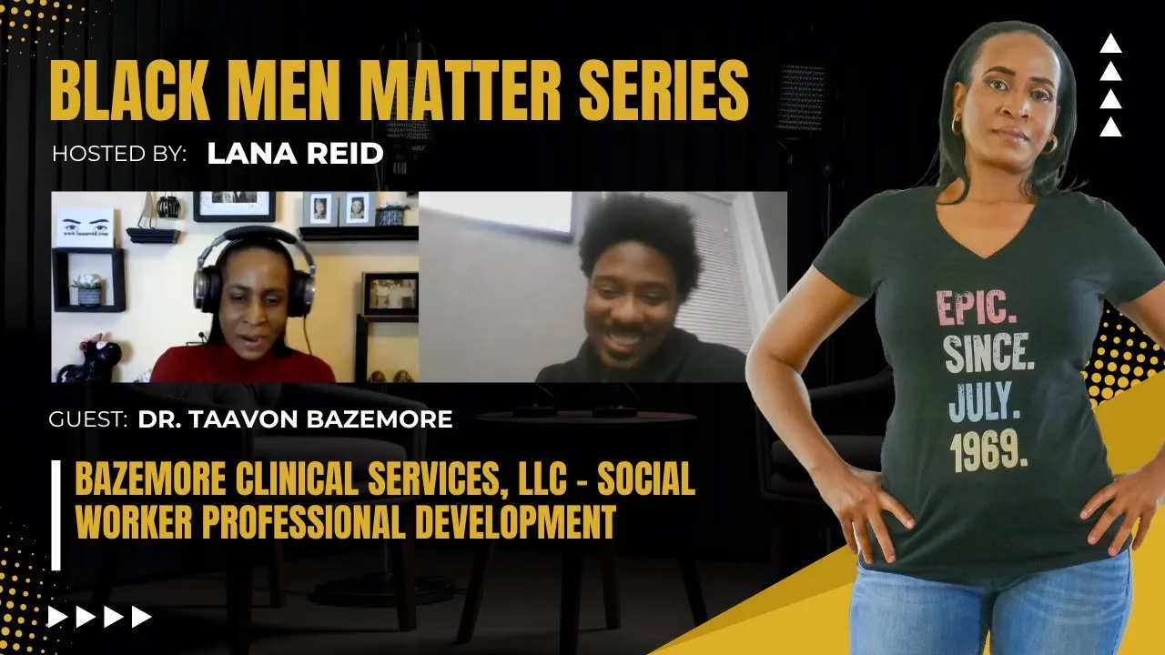 Lana Reid interviews Dr. Taavon Bazemore, author, motivational speaker, and founder of Bazemore Clinical Services, LLC, on The Male Perspective podcast. Dr. Bazemore discusses improving outcomes for at-risk populations, supporting social workers’ professional growth, and his book YaYa’s Greens, which reflects on healing and grief after his mother’s passing.