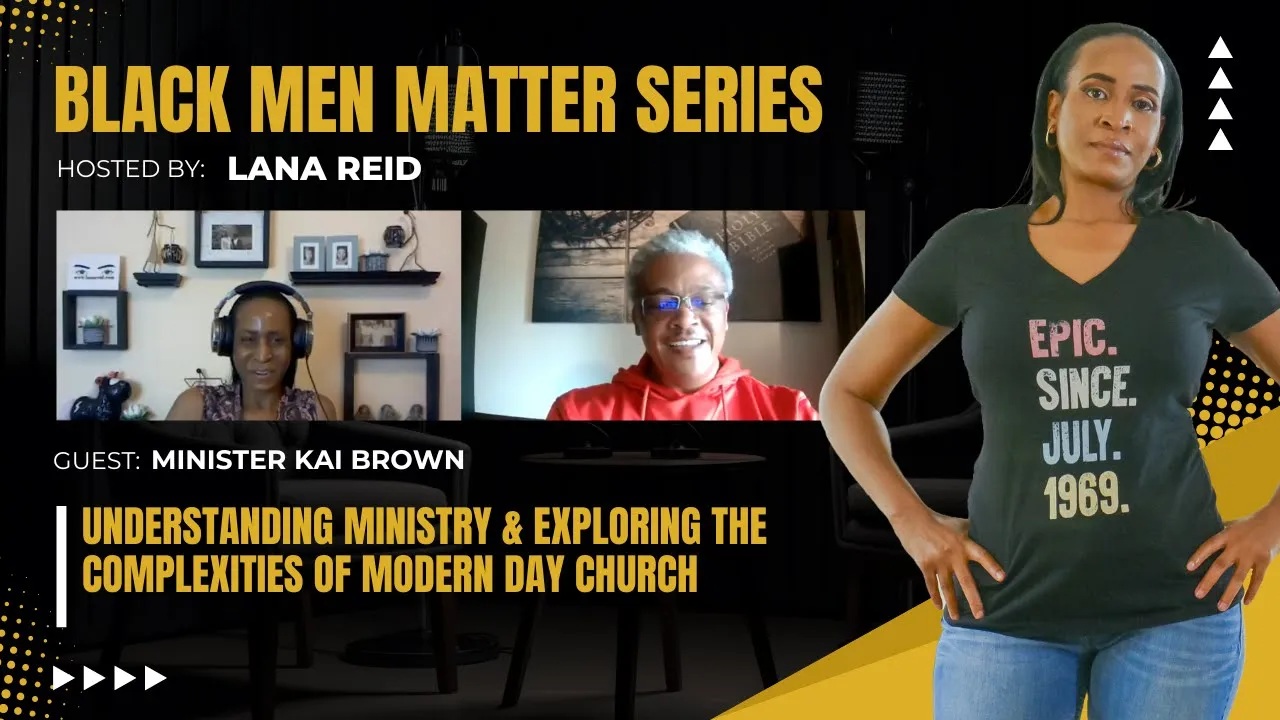 Lana Reid interviewing Gospel Recording Artist Minister Kai Brown on The Male Perspective, discussing challenges within modern church settings, believer distraction, and the true meaning of ministry beyond the pulpit.
