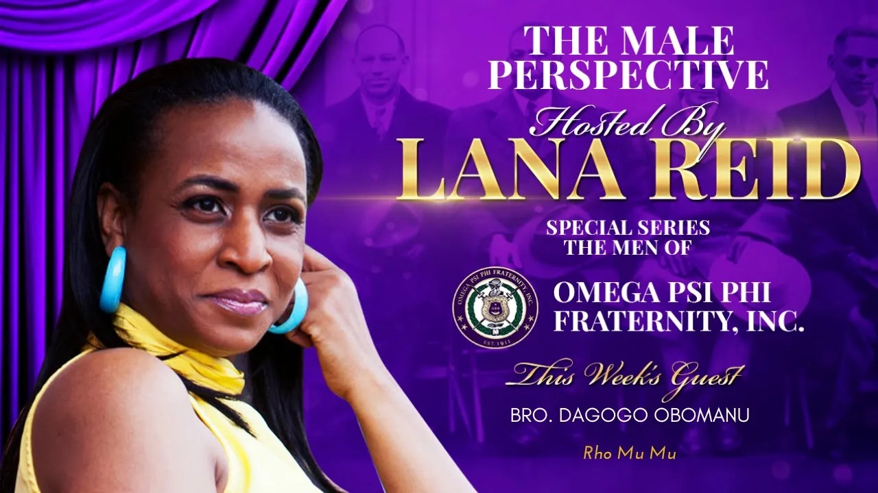 Lana Reid interviews Bro. Dagogo Obomanu III of the Rho Mu Mu Graduate Chapter of Omega Psi Phi Fraternity, Inc. on The Male Perspective podcast. Obomanu discusses the chapter’s founding on Chicago’s West Side and its community service efforts, including school supply drives, meals for the unsheltered, park cleanups, and academic scholarships for local high school seniors.