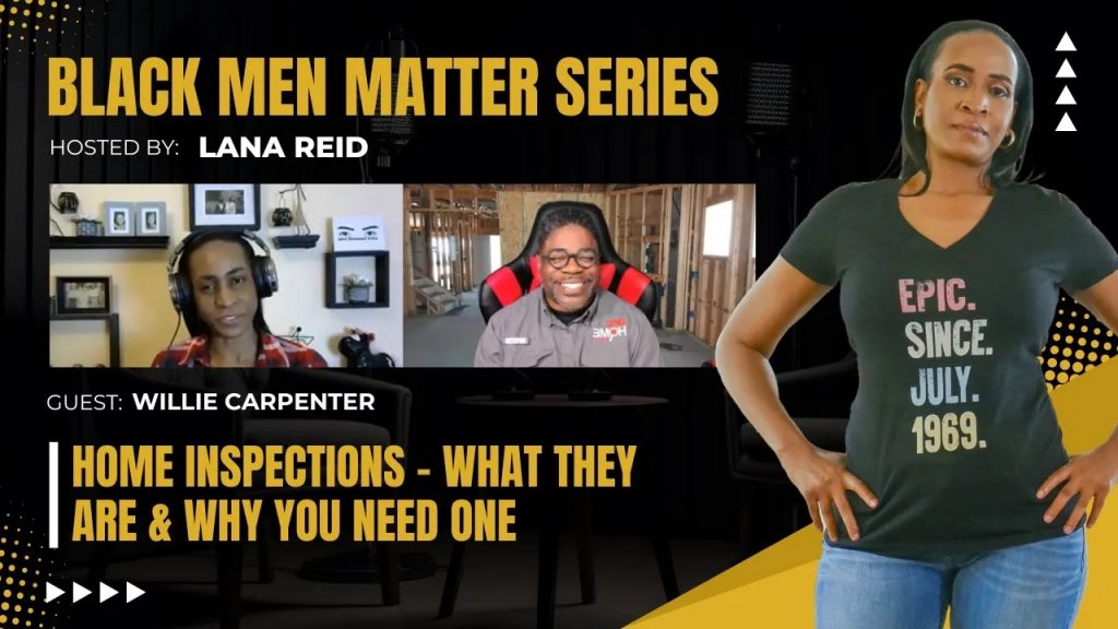 Lana Reid interviewing Willie Carpenter on The Male Perspective, discussing the purpose of home inspections, what buyers should expect in the process, and how to become a licensed home inspector in South Carolina.