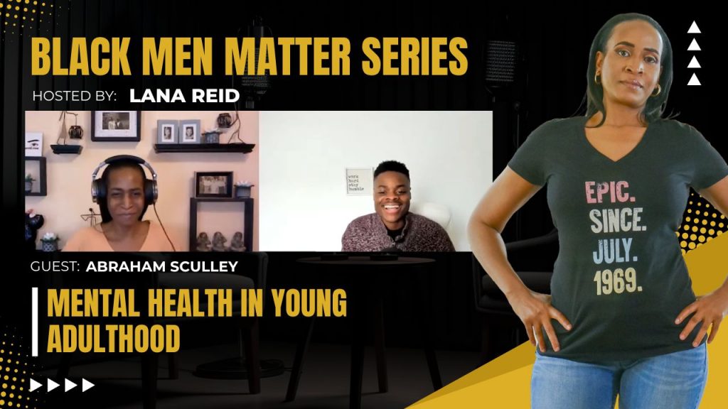 Lana Reid interviewing Abraham Sculley on The Male Perspective, discussing mental health in young adulthood, depression, stigma, advocacy, and the importance of early awareness and open dialogue.