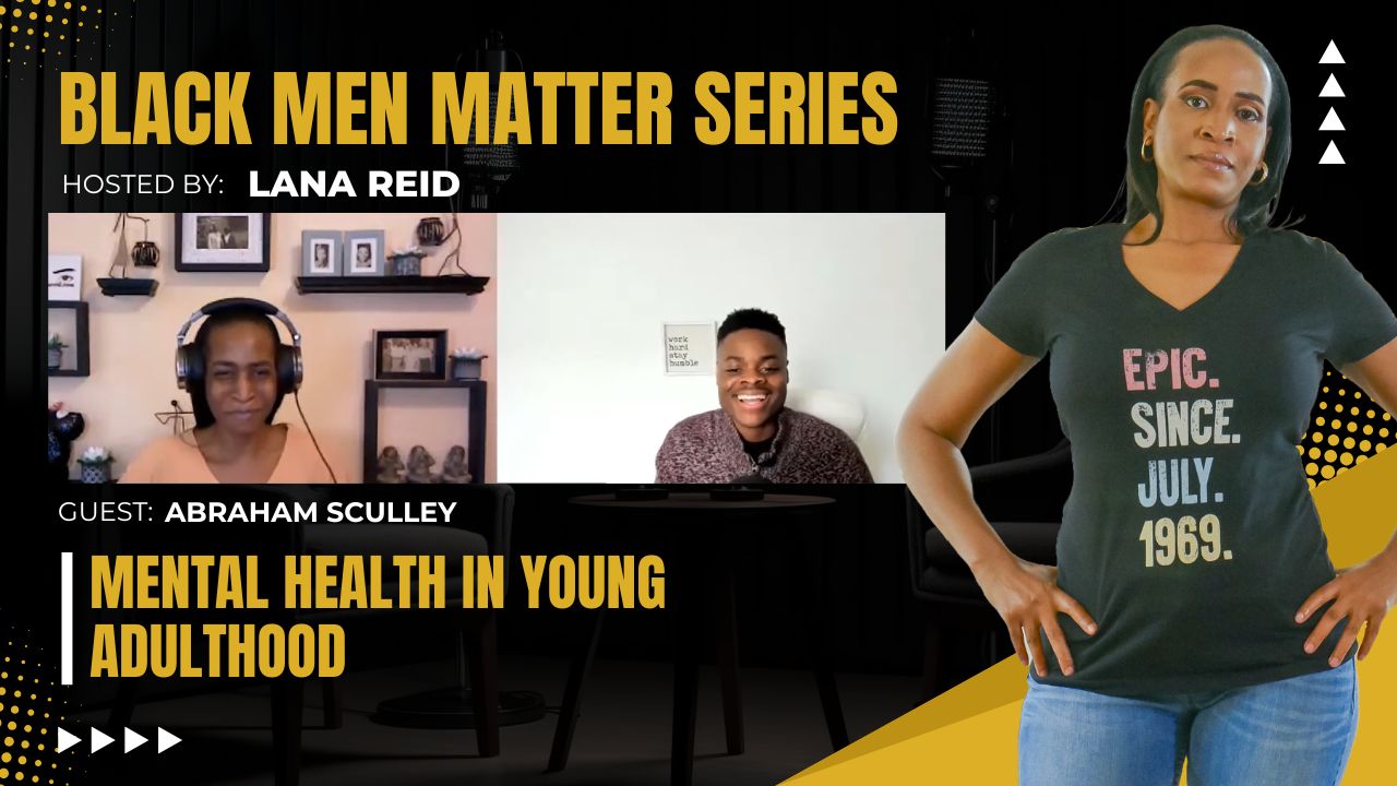Lana Reid interviewing Abraham Sculley on The Male Perspective, discussing mental health in young adulthood, depression, stigma, advocacy, and the importance of early awareness and open dialogue.