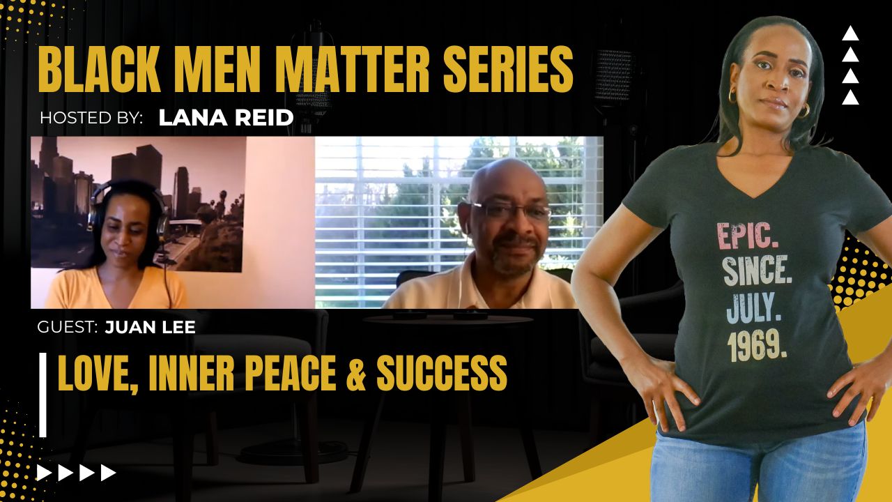 Lana Reid interviewing Juan Lee on The Male Perspective, discussing inner peace, simplicity, mindset, and intentional living.