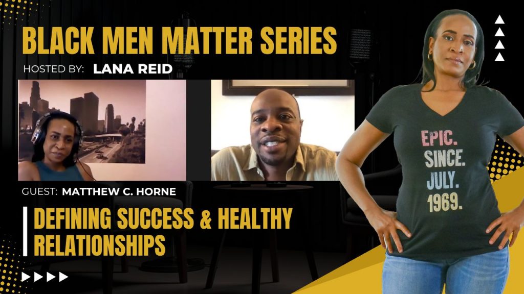 Lana Reid interviewing Matthew C. Horne on The Male Perspective, discussing defining success, personal growth, mindset, and relationship perspectives.