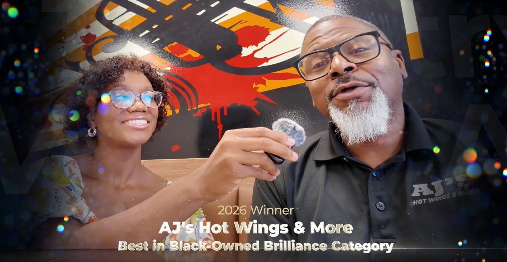 AJ's Hot Wings & More recognized as the 2026 winner in the Black-Owned Brilliance category at the Tapestry of Black Voices Awards.
