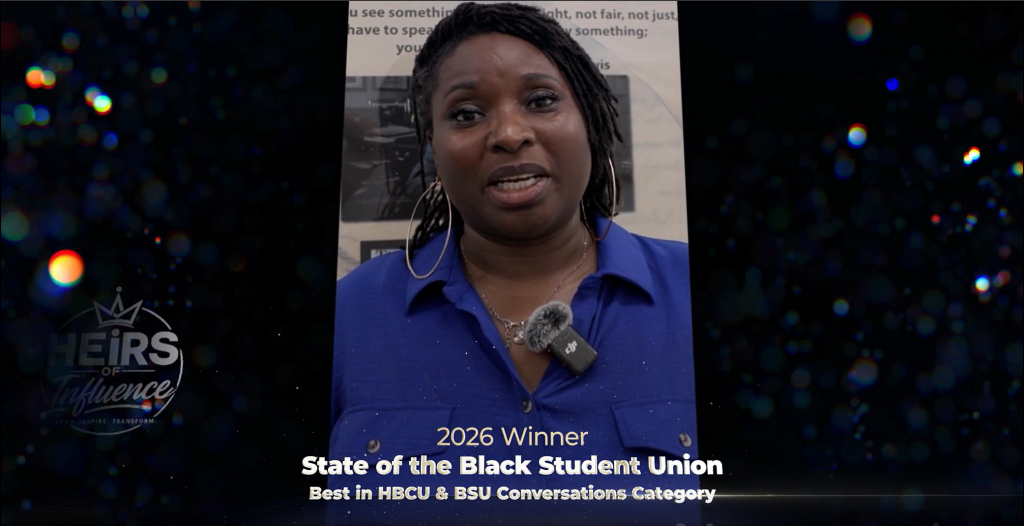 State of the Black Student Union recognized as the 2026 winner in the HBCU & BSU Conversations category at the Tapestry of Black Voices Awards.